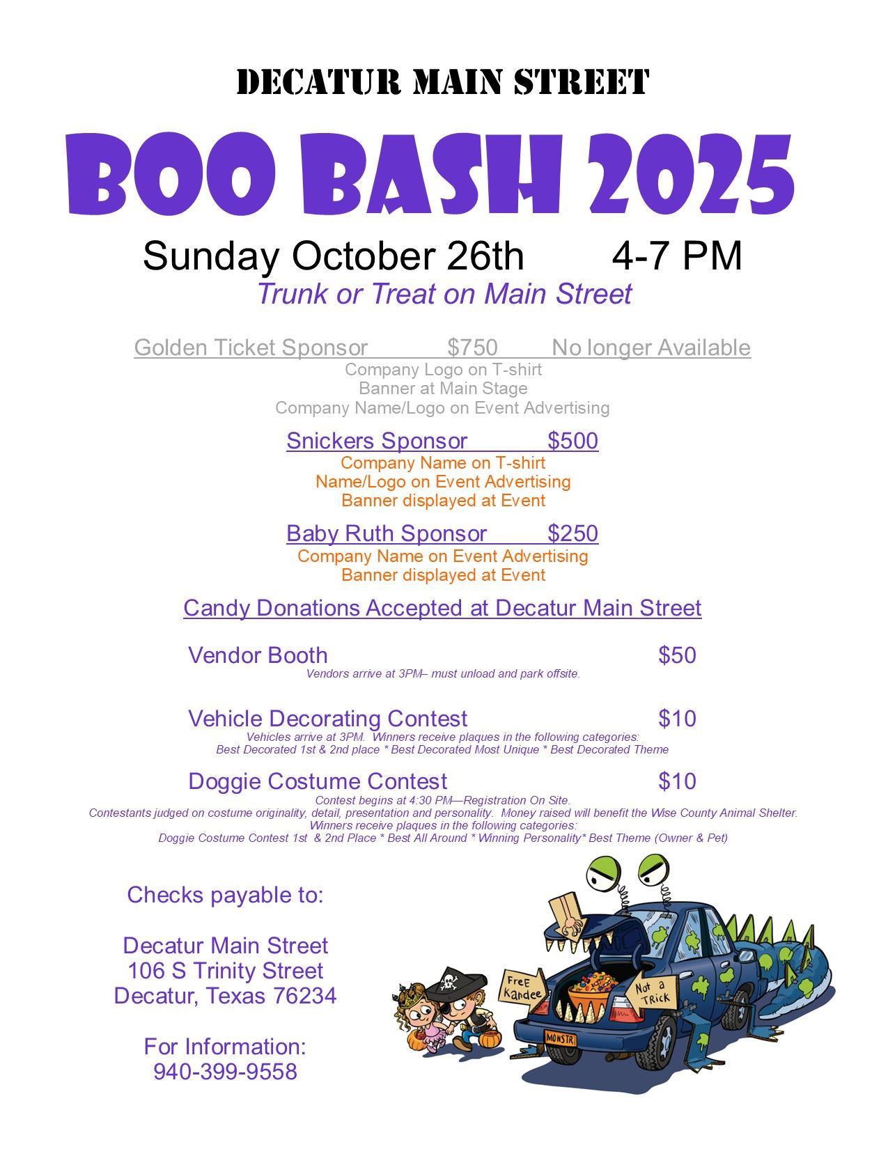 Boo Bash sponsor form 2025